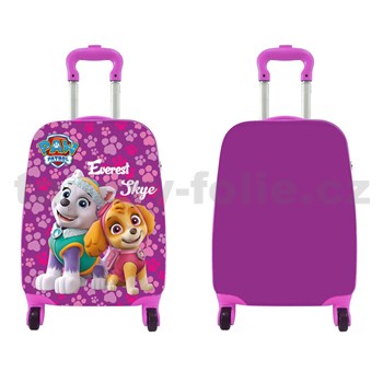 Detský kufor vysoký na kolieskach Labková patrola - ružový (Paw Patrol)
