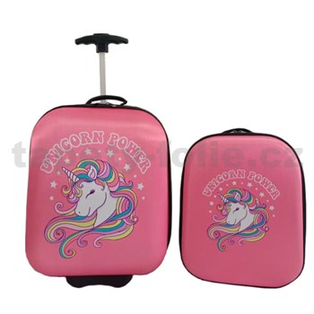 Detský kufor vysoký na kolieskách + batoh - Unicorn