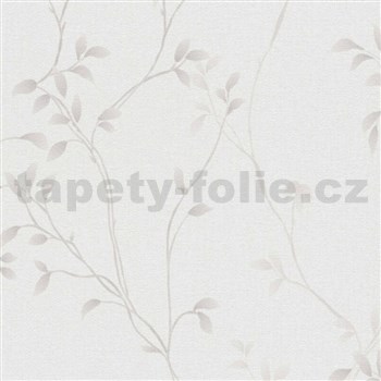 Vliesové tapety na stenu Pure Elegance popínavé vetvičky hnedé na bielom podklade