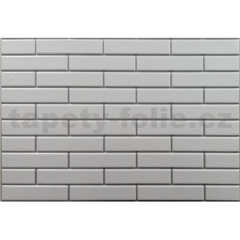 Obkladové panely 3D PVC rozmer 440 x 580 mm malá tehla biela so striebornou škárou
