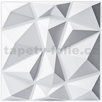 Obkladové panely 3D PVC DIAMANT biely rozmer 500 x 500 mm, hrúbka 1 mm,