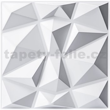 Obkladové panely 3D PVC DIAMANT biely rozmer 500 x 500 mm, hrúbka 1 mm - POSLEDNÉ KUSY