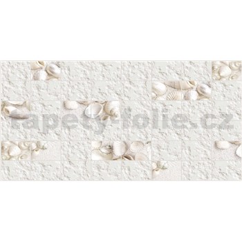 Obkladové panely 3D PVC rozmer 980 x 490 mm pieskovcový kameň s mušľami