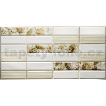 Obkladové panely 3D PVC rozmer 955 x 480 mm obklad biely s mušľami