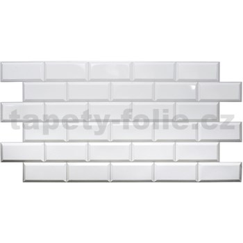 Obkladové panely 3D PVC rozmer 966 x 484 mm obklad biely so sivou škárou