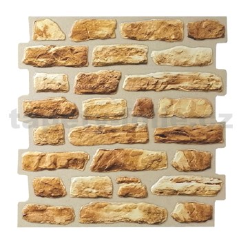 Obkladové panely 3D PVC rozmer 473 x 473 mm ukladaný kameň hnedý - POSLEDNÉ KUSY