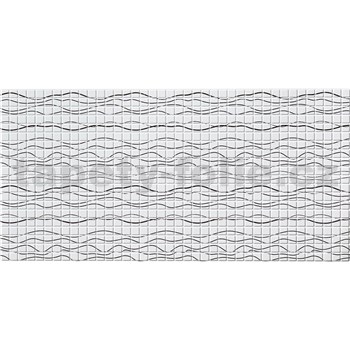 Obkladové panely 3D PVC rozmer 955 x 480 mm mozaika biela so striebornými vlnovkami