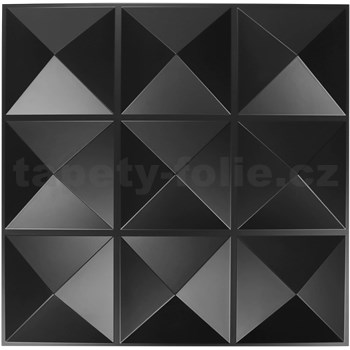 Obkladové panely 3D PVC Pyramids black rozmer 500 x 500 mm, hrúbka 1 mm - POSLEDNÉ KUSY
