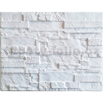 Obkladové panely 3D PVC rozmer 440 x 580 mm ukladaný kameň biely