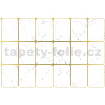 Obkladové panely 3D PVC rozmer 947 x 635 mm, mramor biely so zlatou špárou - POSLEDNÉ KUSY