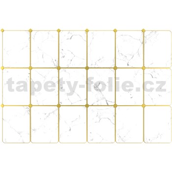 Obkladové panely 3D PVC rozmer 947 x 635 mm, mramor biely so zlatou špárou - POSLEDNÉ KUSY