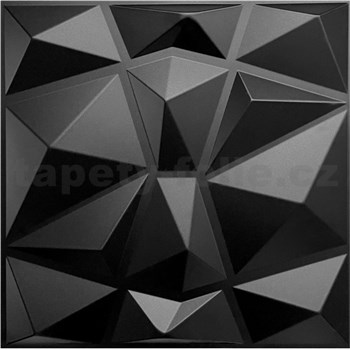Obkladové panely 3D PVC DIAMANT čierny rozmer 500 x 500 mm, hrúbka 1 mm,