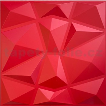 Obkladové panely 3D PVC DIAMANT červený rozmer 500 x 500 mm, hrúbka 1 mm,