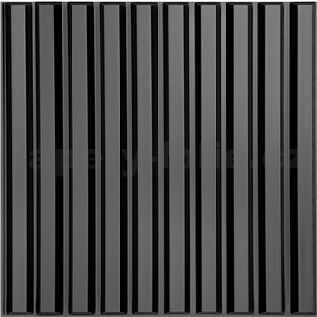 Obkladové panely 3D PVC SLATS čierny rozmer 500 x 500 mm, hrúbka 1 mm,