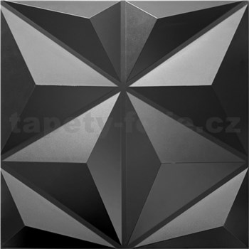 Obkladové panely 3D PVC STAR čierny rozmer 500 x 500 mm, hrúbka 1 mm,