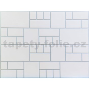 Obkladové panely 3D PVC rozmer 440 x 580 mm nepravidelný obklad hladký so striebornou škárou