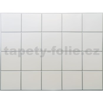 Obkladové panely 3D PVC rozmer 440 x 580 mm obklad malý biely so striebornou škárou