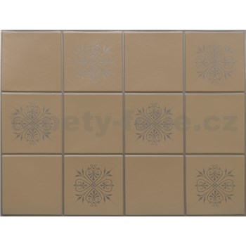 Obkladové panely 3D PVC rozmer 440 x 580 mm obklad malý hnedý so strieborným dekorom