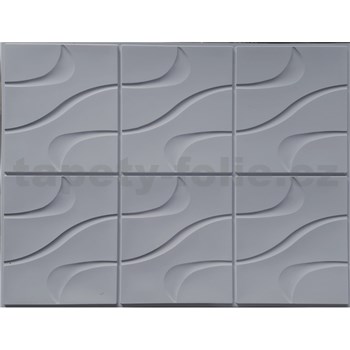 Obkladové panely 3D PVC rozmer 440 x 580 mm vlnovky sivé