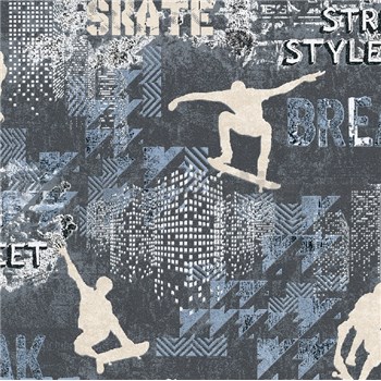 Vliesové tapety na stenu IMPOL Sweet and Cool skate - street style sivo-modrý