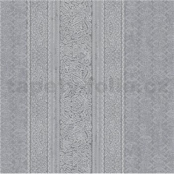 Vliesové tapety IMPOL Timeless drobné ornamenty sivé na čiernom podklade