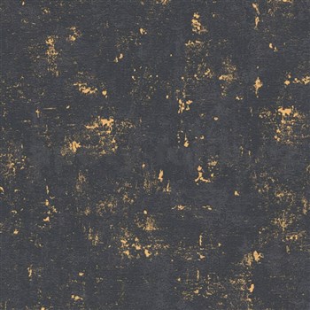 Vliesové tapety na stenu Trendwall omietkovina zlato-čierna