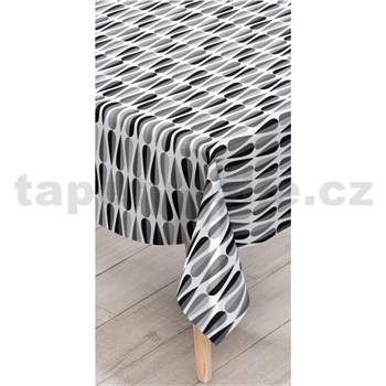 Obrusy návin 20 m x 140 cm retro geometrický vzor modro-biely