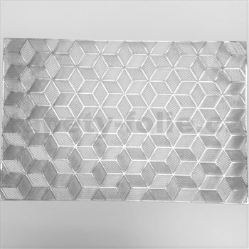 Vinylové dekoratívne prestieranie na stôl Metalic 3D kocky strieborné 45 x 30 cm