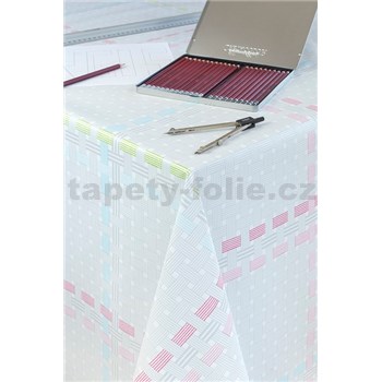 Obrus metráž prepletaný vzor sivo ružový - POSLEDNÉ METRY