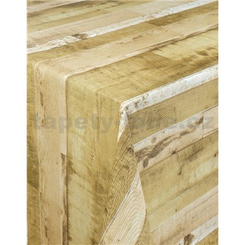 Obrusy návin 20 m x 140 cm drevené dosky hnedé s textilnou štruktúrou