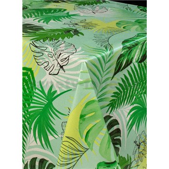 Obrusy návin 20 m x 140 cm palmové listy a monstery zelené
