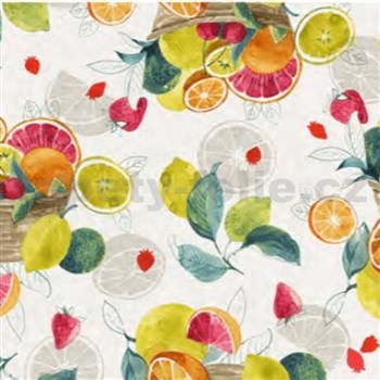 Obrusy návin 20 m x 140 cm akvarel s ovocným motívom