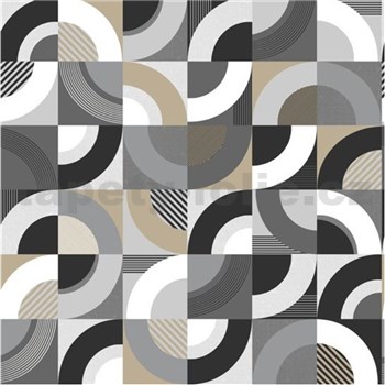 Obrusy návin 20 m x 140 cm geometrický vzor sivo-béžový