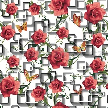 Obrus metráž ruže s motýľmi