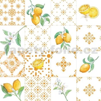 Obrusy návin 20 m x 140 cm kachličky s ornamentami a citrónmi