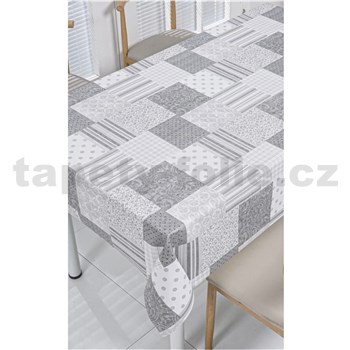 Obrusy návin 20 m x 140 cm patchwork sivý