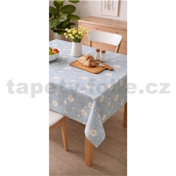 Obrusy návin margarétky na modrom podklade 20 m x 140 cm