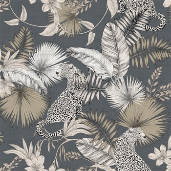 Papierové tapety na stenu leopardi a tropické rastliny
