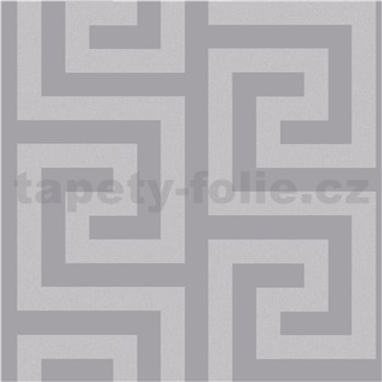 Vinylové tapety na stenu grécky kľúč strieborno-sivý