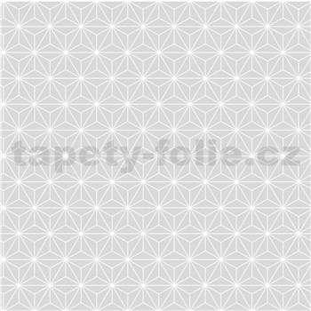Vliesové tapety na stenu drobný geometrický vzor biely na sivom podklade