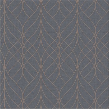 Vliesové tapety na stenu vlnovky bronzové na modrom podklade