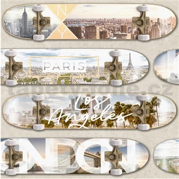 Vliesové tapety na stenu IMPOL Loft skateboardy na hnedom podklade