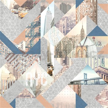 Vliesové tapety na stenu IMPOL Loft New York hnedo-modrý