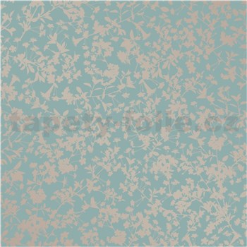 Vliesové tapety na stenu florálny vzor zlatý na zelenom podklade