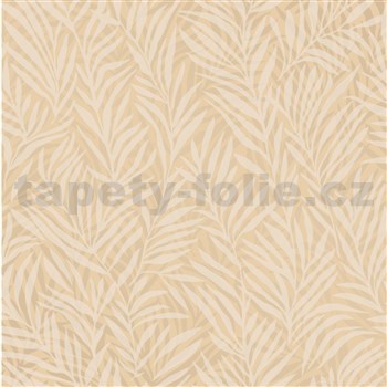 Vliesové tapety na stenu papradie sivé na žltom podklade