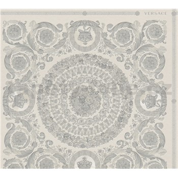 Luxusné vliesové  tapety na stenu Versace IV barokové ornamenty sivo-strieborné