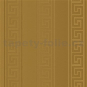 Luxusné vliesové  tapety na stenu Versace III grécky kľúč zlatý s pruhmi