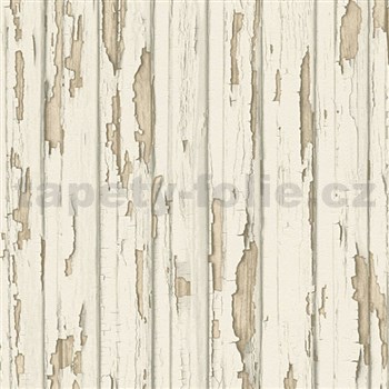 Vliesové tapety na stenu staré drevené dosky biele - POSLEDNÉ KUSY