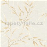 Vliesové tapety na stenu GMK Fashion for walls 5 lístky béžové na krémovom pokladu
