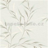 Vliesové tapety na zeď GMK Fashion for walls 5 lístky modro-béžové na bielom podklade